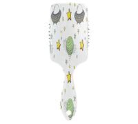 Brosse à cheveux à coussin d'air vert et jaune, motif planètes, peigne antistatique, brosse à cheveux saine, humide et sèche