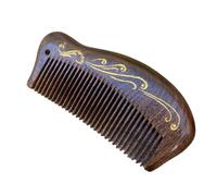 Brosse à cheveux anti-vis en bois de santal motif paon doré Pour tous types de coiffure