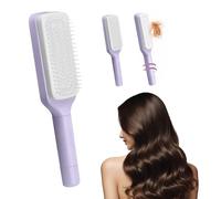 Brosse à cheveux auto-nettoyante pour femme, brosse à cheveux rétractable, facile à nettoyer, brosse de massage antistatique, structure télescopique rotative (Roland Violet)