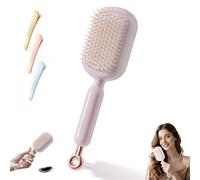 Brosse à cheveux auto-nettoyante pour les femmes, brosse à cheveux rétractable, coussin à air peigne de massage cuir chevelu, anti statique(Pink)