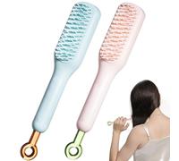 Brosse à cheveux autonettoyante 2 pièces brosse à cheveux facile nettoyer, peigne de massage avec poils rétractables outils de coiffure antistatiques propres une seule traction pour tous les t