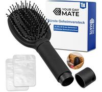 Brosse à cheveux avec compartiment secret, 1 kit, cachette secrète dans le manche de la brosse, fermeture sécurisée, cachette d'objets de valeur, cachette secrète pour l'argent