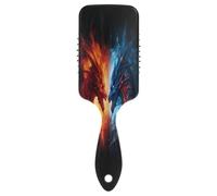Brosse à cheveux avec coussin d'air - Dragon rouge et bleu - Pour cheveux épais et démêlants antistatiques