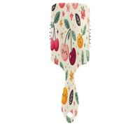 Brosse à cheveux avec coussin d'air - Motif cerise - Sans couture - Pour cheveux épais et démêlants antistatiques