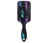 Brosse à cheveux avec coussin noir avec empreintes de pattes de chien bleu sarcelle, brosse à cheveux antistatique, peigne pour cheveux sains, brosse 3D pour cheveux