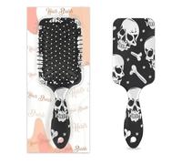 Brosse à cheveux avec motif tête de mort drôle humide et sec - Brosse à cheveux démêlante en plastique pour enfants et adultes - Cadeau de rentrée scolaire pour homme et femme