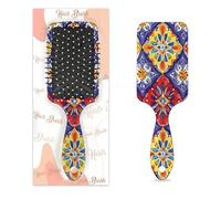 Brosse à cheveux bohème en céramique avec coussin d'air humide et sec - Brosse à cheveux démêlante en plastique pour enfants et adultes - Cadeau de rentrée scolaire pour homme et femme