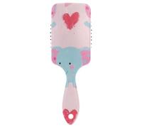 Brosse à cheveux bouclé antistatique avec poignée ergonomique pour cheveux mouillés Motif éléphant Bleu