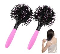 Brosse à cheveux bouclés 2Pcs 8, 5 pouces Boule ronde 3D Outils pour cheveux bouclés avec petit point de massage creux 360 degrés Portable pour démêler la définition de la mise en forme