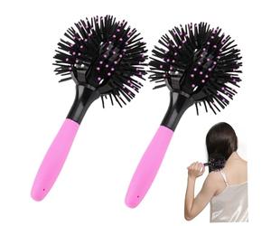 Brosse à cheveux bouclés 2Pcs 8, 5 pouces Boule ronde 3D Outils pour cheveux bouclés avec petit point de massage creux 360 degrés Portable pour démêler la définition de la mise en forme