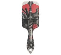Brosse à cheveux bouclés avec poignards et cœur humain, noir et rouge, conçue pour tous les types de cheveux avec poignée ergonomique cepillo para pelo rizado