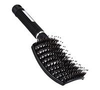 Brosse à Cheveux, Brosse à Poils Brosse à Cheveux sans Tiraillement Poils de Sanglier Brosse Coiffante Brosse de Massage Démêlante avec Manche pour Cheveux Longs Fins épais (Noir)