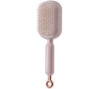 Brosse à cheveux, brosse rétractable avec poils de massage à bout rond, peigne à une pression pour le cuir chevelu et le démêlage, brosse rose ergonomique pour maison et voyage