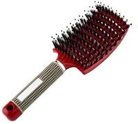 Brosse à cheveux courbée et aérée en poils de sanglier pour femme longue et épaisse, bouclée et emmêlée doré