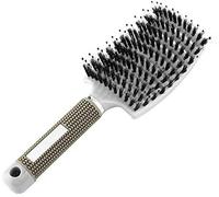 Brosse à cheveux courbée et aérée en poils de sanglier pour femme longue et épaisse, bouclée et emmêlée doré