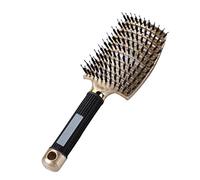 Brosse à cheveux courbée et aérée en poils de sanglier pour femme longue et épaisse Pour styling et Démêler Les Cheveux Longs, Epais, Fins, Frisés Et Emmêlés Brosse-Araignée. (Gold)