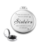 Brosse à cheveux de poche avec miroir compact pour fille, grande petite sœur, cadeaux de Noël longue distance de la part des sœurs, brosses à cheveux pliables