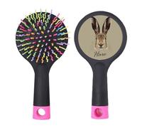 Brosse à cheveux démêlante grise à gros nez lièvre avec base coussin