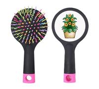 Brosse à cheveux démêlante motif marguerite en pot art déco mode salon base coussin
