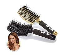 Brosse a cheveux demelante [ NE TIRE PAS ] Poil de Sanglier 100% Naturel - Pour démêler en douceur ! (Gold/Noire)
