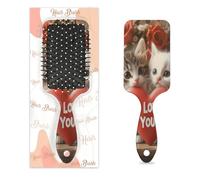 Brosse à cheveux démêlante pour cheveux humides et secs, couple de chats mignons, peignes à coussin d'air pour femmes, hommes, garçons, filles, enfants, brosse de massage pour cheveux bouclés ou