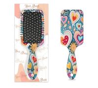 Brosse à cheveux démêlante pour cheveux humides et secs, motifs colorés cœurs et fleurs Peignes à coussin d'air pour femmes, hommes, garçons, filles, enfants, brosse de massage pour cheveux bouclés ou