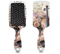 Brosse à cheveux démêlante pour homme et femme - Brosse à cheveux souple à poils souples (bouquet aquarelle, violon)