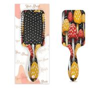 Brosse à cheveux démêlante pour homme et femme - Brosse à cheveux souple à poils souples - Champignons rouges et jaunes