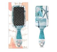 Brosse à cheveux démêlante pour homme et femme - Brosse à cheveux souple à poils souples (collage tortue et étoile de mer)