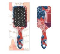 Brosse à cheveux démêlante pour homme et femme - Brosse à cheveux souple à poils souples - Fleur artistique - Verre à vin rouge