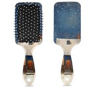 Brosse à cheveux démêlante pour homme et femme - Brosse à cheveux souple à poils souples (maison en bois enneigé)