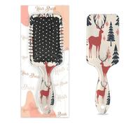 Brosse à cheveux démêlante pour homme et femme - Brosse à cheveux souple à poils souples (vintage élan, cerf, sapin de Noël)