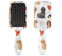 Brosse à cheveux démêlante pour homme et femme - Brosse à poils souples et souples - Motif chiens mignons
