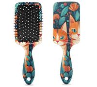 Brosse à cheveux démêlante pour homme et femme - Poils souples - Fleurs - Plantes - Chats