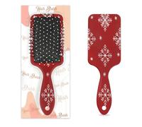 Brosse à cheveux démêlante pour homme et femme - Poils souples - Flocons de neige de Noël rouges
