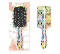 Brosse à cheveux démêlante pour homme et femme - Poils souples - Motif hibou coloré