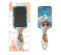 Brosse à cheveux démêlante pour homme et femme - Poils souples - Pour l'été, la plage, les lunettes de soleil - Chat