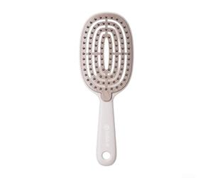 Brosse à cheveux double couche avec poignée ergonomique profilée pour une prise en main sûre pendant les tâches de coiffure toute la journée (crème, emballé)
