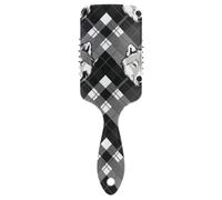 Brosse à cheveux douce en forme de loups gris et noirs pour séchage au sèche-cheveux. Brosse de massage conçue pour la croissance des cheveux avec poignée ergonomique cepillo para cabello de mujer