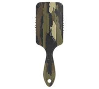 Brosse à cheveux douce pour femme noire - Motif camouflage vert militaire - Brosse de massage pour cheveux mouillés avec poignée ergonomique