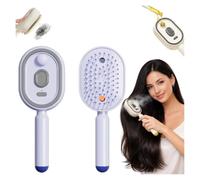 Brosse à cheveux électrique de massage à vapeur, peigne à vapeur rechargeable 2 en 1 avec fonction de pulvérisation, démêlant à coussin d'air autonettoyant anti-brûlure(Purple)