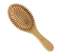 Brosse à cheveux en bambou naturel, ronde, anti-crêpe, démêlante, pour peigner et améliorer la texture des cheveux, convient pour hommes, femmes et enfants