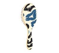 Brosse à cheveux en bois bleu poudré avec imprimé saphir pour femme, brosse à cheveux en bois pour cheveux, brosse de massage en bois