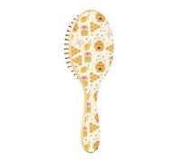 Brosse à cheveux en bois - Brosse à cheveux en bois pour cheveux - Brosse de massage en bois - Jolies abeilles - Citron - Miel - Pots en nid d'abeille