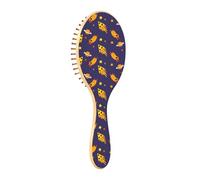 Brosse à cheveux en bois - Brosse à cheveux en bois pour femme - Brosse à cheveux naturels - Vaisseaux spatiaux - Chien - Pizza