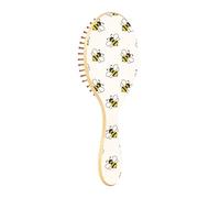 Brosse à cheveux en bois - Brosse à cheveux en bois pour femme - Brosse de massage en bois sans couture - Motif abeilles volantes - Dessin animé