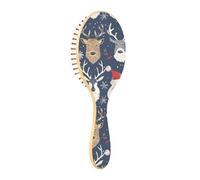 Brosse à cheveux en bois de style scandinave Père Noël Safari Noël Brosse à cheveux en bois Brosse à cheveux en bois Brosse à cheveux naturelle