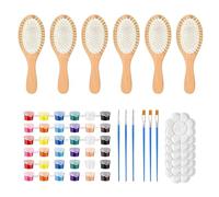 Brosse à Cheveux en Bois DIY,Coffret DIY pour Peindre sa Brosse - Coffret de Décoration de Peigne en Bois,Idée Créative pour Femme Adulte Anniversaire Activité Manuelle