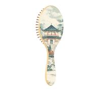 Brosse à cheveux en bois esthétique architecture chinoise verte pour cheveux fins brosses à cheveux en bois pour femmes brosse à message en bois