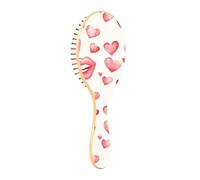 Brosse à cheveux en bois - Lèvres et cœurs - Blanc - Pour femme - Brosse en bois pour la croissance des cheveux - Brosse de massage des cheveux